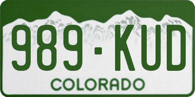 CO license plate 989KUD