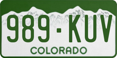 CO license plate 989KUV