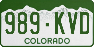 CO license plate 989KVD