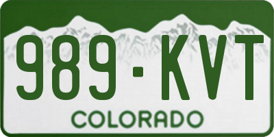 CO license plate 989KVT