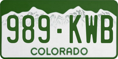 CO license plate 989KWB