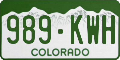 CO license plate 989KWH