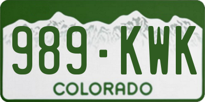 CO license plate 989KWK