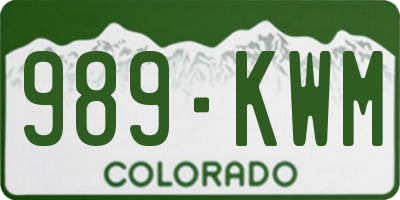 CO license plate 989KWM