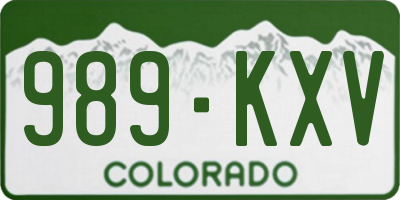 CO license plate 989KXV