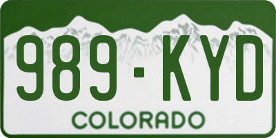 CO license plate 989KYD