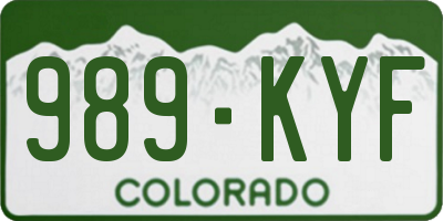 CO license plate 989KYF