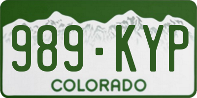 CO license plate 989KYP