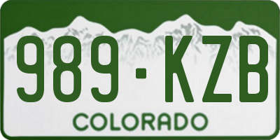 CO license plate 989KZB