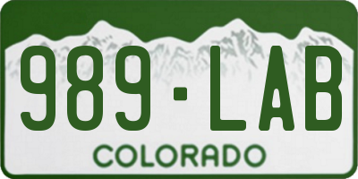 CO license plate 989LAB