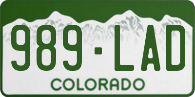 CO license plate 989LAD