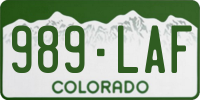 CO license plate 989LAF