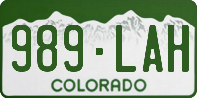 CO license plate 989LAH
