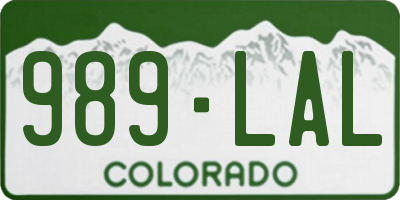 CO license plate 989LAL