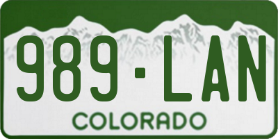 CO license plate 989LAN