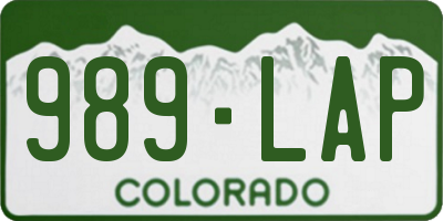 CO license plate 989LAP