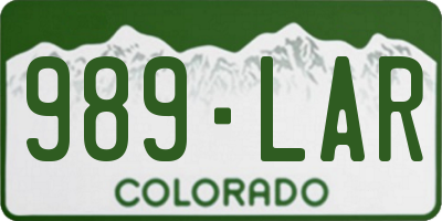 CO license plate 989LAR