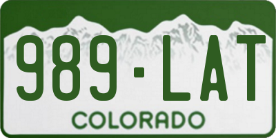 CO license plate 989LAT