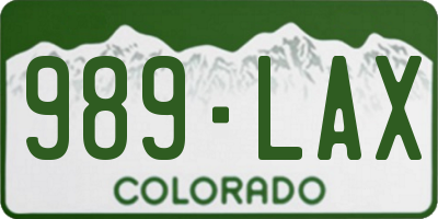 CO license plate 989LAX