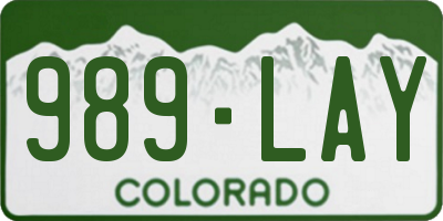 CO license plate 989LAY