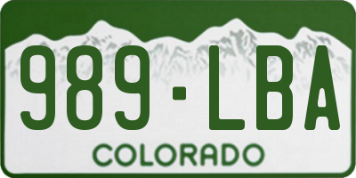 CO license plate 989LBA