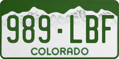 CO license plate 989LBF
