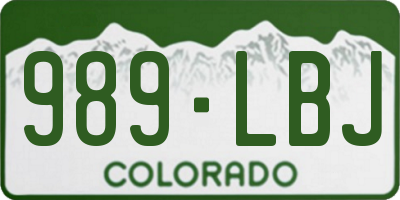 CO license plate 989LBJ