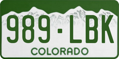 CO license plate 989LBK