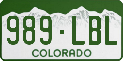CO license plate 989LBL