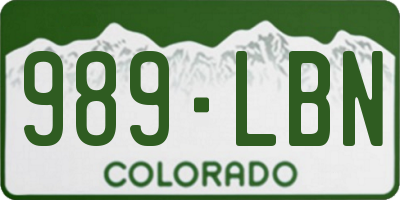 CO license plate 989LBN