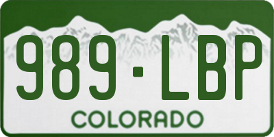 CO license plate 989LBP