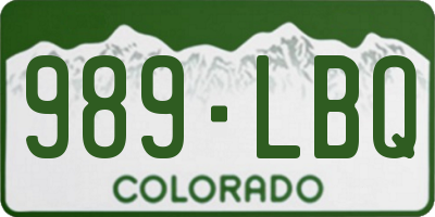 CO license plate 989LBQ
