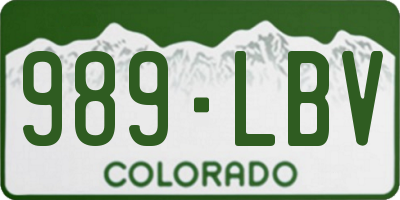 CO license plate 989LBV
