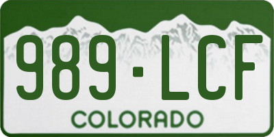 CO license plate 989LCF