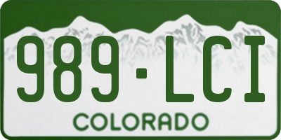 CO license plate 989LCI
