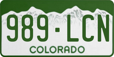 CO license plate 989LCN