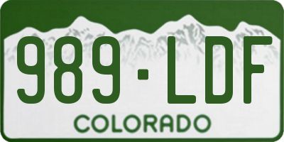 CO license plate 989LDF