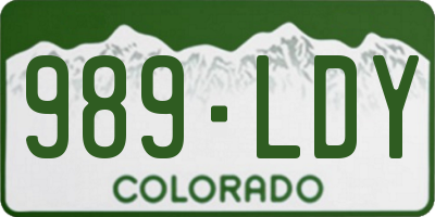CO license plate 989LDY