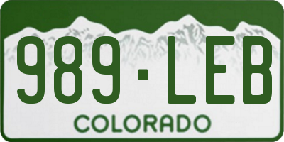 CO license plate 989LEB