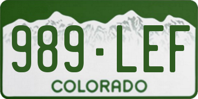 CO license plate 989LEF