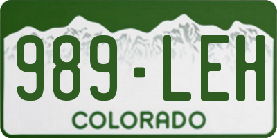 CO license plate 989LEH