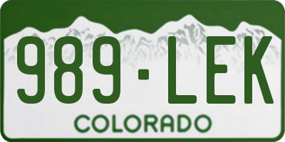 CO license plate 989LEK