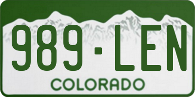 CO license plate 989LEN