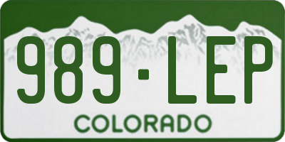 CO license plate 989LEP