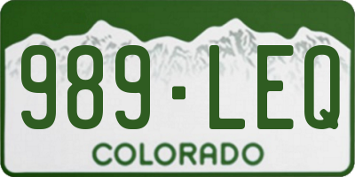 CO license plate 989LEQ