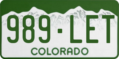 CO license plate 989LET