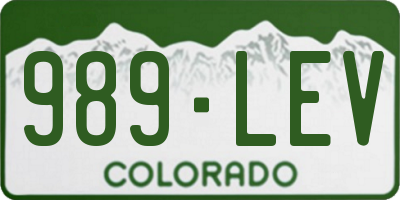 CO license plate 989LEV
