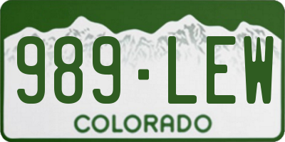 CO license plate 989LEW
