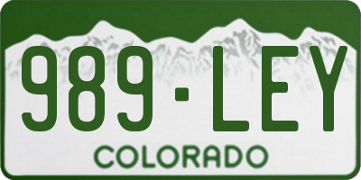CO license plate 989LEY