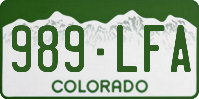 CO license plate 989LFA